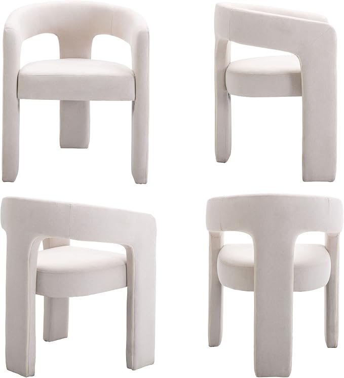 BESTANO Set of 6 Modern Linen Fabric Upholstered Dining Chairs - Image 7