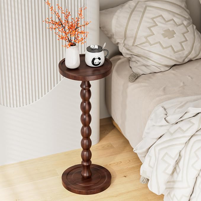 2 Pack Solid Wood Drink Table, Rubber Wood Small Round Side Table - Image 8