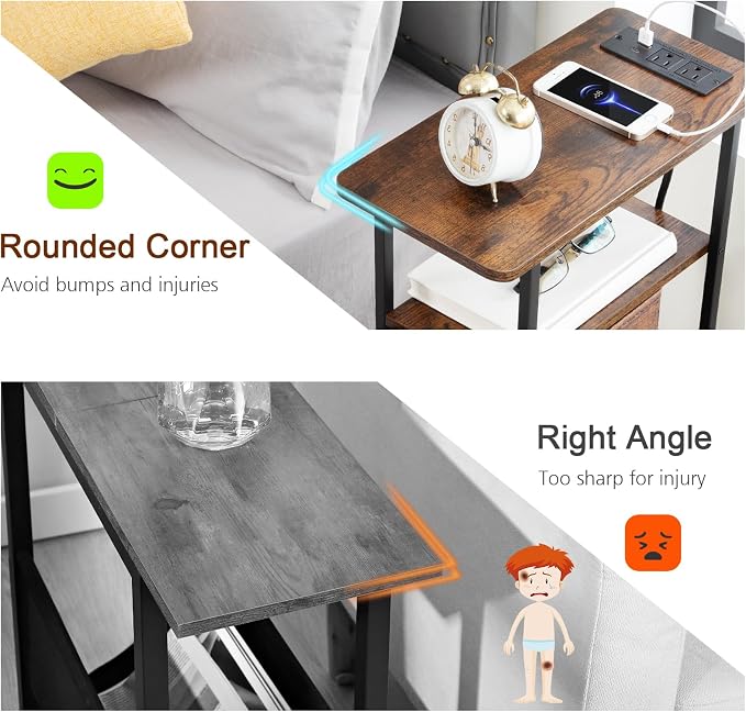 LOAKEKEL Narrow End Tables Living Room Set of 2 - Image 9