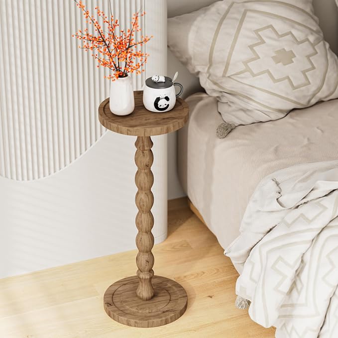 2 Pack Solid Wood Drink Table, Rubber Wood Small Round Side Table - Image 8