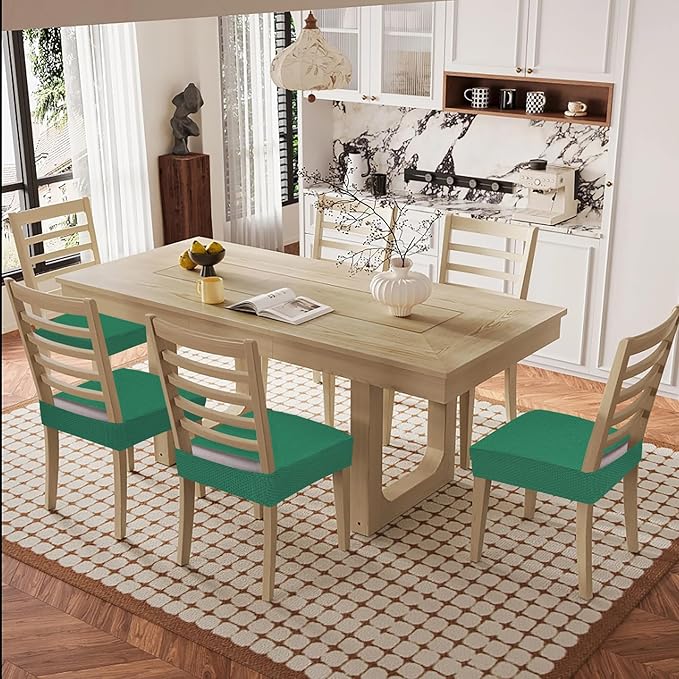 Smiry Waterproof Seat Covers for Dining Room Chairs Set of 4, Stretch Jacquard - Image 8
