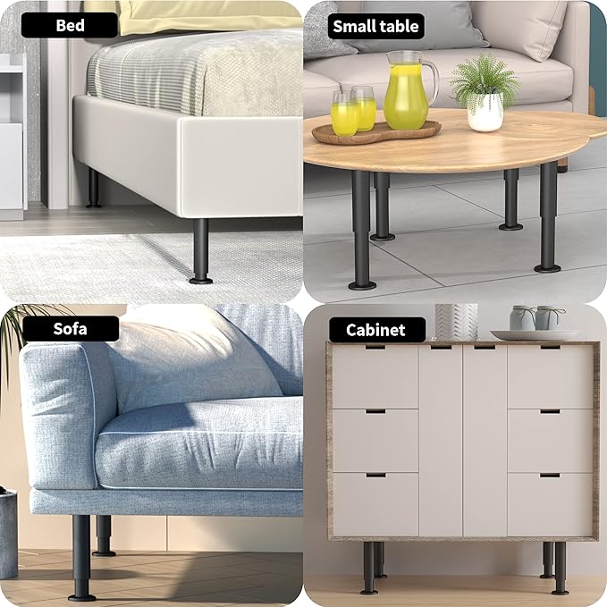 Wlrrcwdttc 4 Pcs Metal Adjustable Furniture Legs 3.15-4.72 inch, Adjustable - Image 6