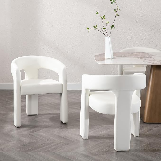 RIVOVA Modern Barrel Dining Chairs Set of 2, PU Leather Upholstered Accent Side - Image 7