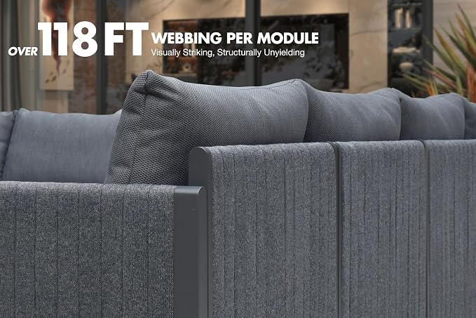PURPLE LEAF 3 Pieces Small Conversation Set All Weather Outdoor Couch Sectional - Image 8
