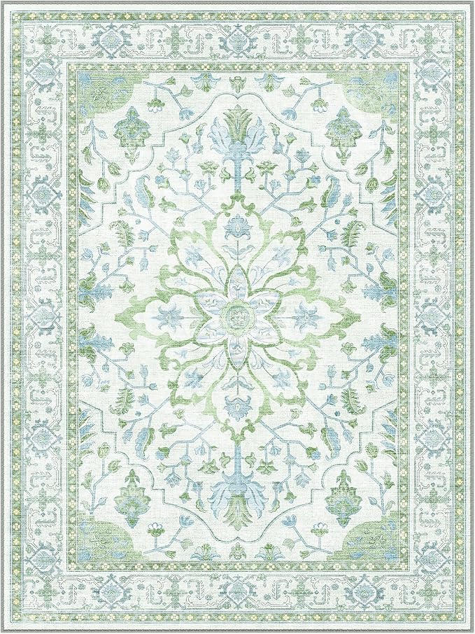 RELEANY Area Rugs 10'x14' Washable Non-Slip, Floral Vintage Distress Print - Image 8