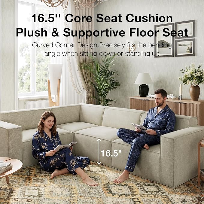 Novilla 109" Modular Sectional Sofa, No Assembly Cloud Sectional Couch - Image 13