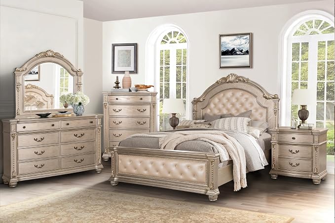 First of a Kind Nightstand Bedroom Furniture Evelyn Champagne Traditional Wood - Image 5