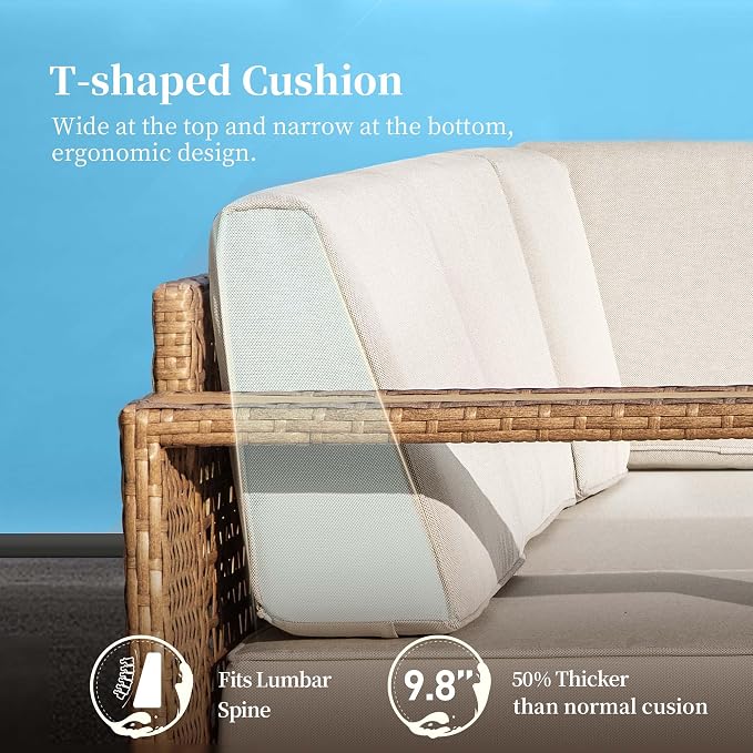 SUNSHINE VALLEY 2 Pieces Patio Furniture Set, Outdoor Rattan Wicker Armchairs - Image 9