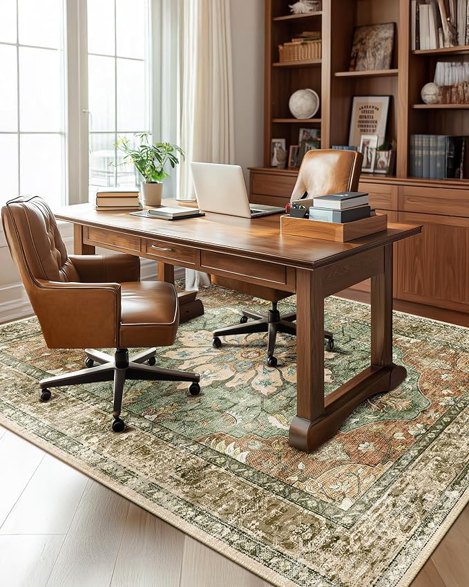 RELEANY Area Rugs 5'x8' Washable Non-Slip, Floral Vintage Distress Print - Image 9