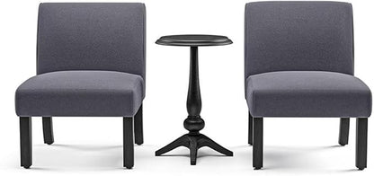 BOWERY HILL 3-Piece Accent Table and Chair Set, MDF and Birch Wood, by BOWERYHILL