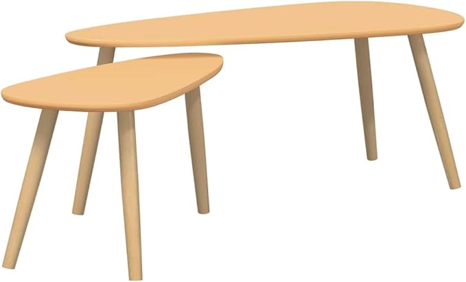 Coffee Table Set of 2, Nesting Living Room Tables, Solid Pine Wood and MDF - Image 2