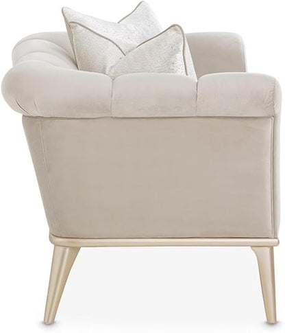 MICHAEL AMINI Yvette Chair and a Half in Porcini Velvet and Champagne Wood Frame - Image 7