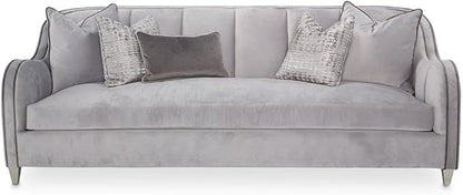 MICHAEL AMINI Roxbury Park 94" W Velvet Sofa in Steel Gray/Slate by Michael+Amini