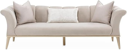 MICHAEL AMINI Yvette Sofa in Porcini Velvet and Champagne Wood Frame - Image 3