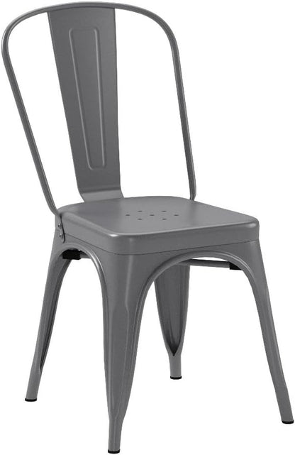 Amazon Basics Metal Dining Chairs, Indoor/Outdoor, 330-Pound Capacity, Dark Gray - Image 6