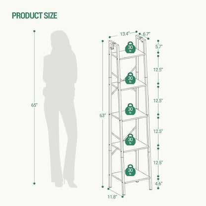 Hzuaneri Ladder Shelf, Bookshelf Bookcase, Freestanding Corner Storage Shelve - Image 2
