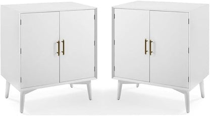 Home Square 2 Door Wood Bar Cabinet Set in White by HomeSquare