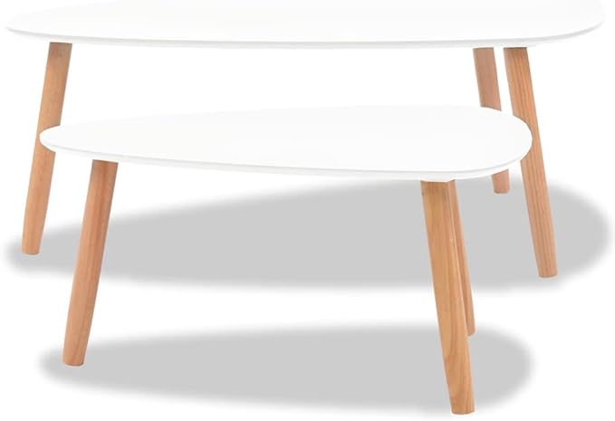 Coffee Table Set of 2, Scandinavian Oval Wood Nesting Tables - Image 8