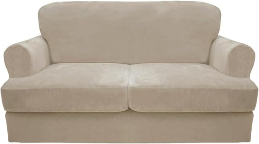 CUCRAF T Cushion Sofa Cover 3 Piece Loveseat Slipcovers, Soft Thick Velvet by CUCRAF