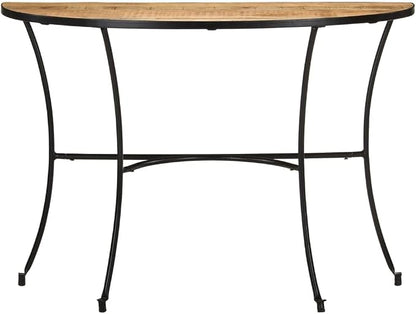 Industrial Style Side Table, Natural Solid Mango Wood, Lacquered Finish - Image 3