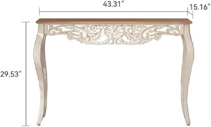 43.31” Vintage Antique Console Table, Weathered Wash Vintage French Country - Image 2