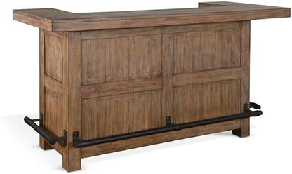 Pemberly Row 80" Farmhouse Wood Home Bar Unit, Stemware Rack, Wine Storage - Image 5