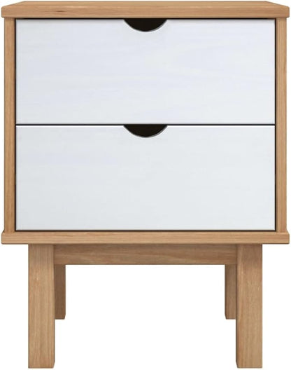 Bedside Cabinet OTTA Brown&White 17.7"x15.4"x22.4" Solid Wood Pine, Wooden - Image 3