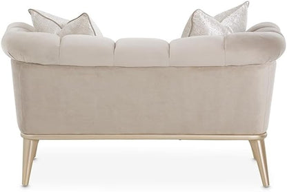 MICHAEL AMINI Yvette Chair and a Half in Porcini Velvet and Champagne Wood Frame - Image 9