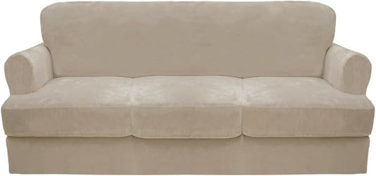 CUCRAF T Cushion Sofa Cover 4 Piece Slipcovers, Soft Thick Velvet Couch Cover by CUCRAF
