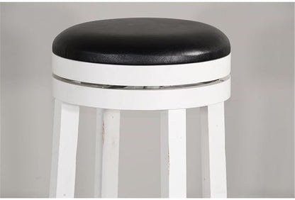 Pemberly Row Set of 3 Wood Bar Unit and 2 Backless Swivel Barstool - Image 8
