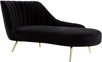 Home Square 2-Piece Set with Velvet Accent Chair and Chaise in Black and Gold - Image 5