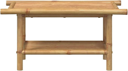 Bamboo Fiber Coffee Table with Storage Shelf, Eco-Friendly Modern Square Design - Image 4