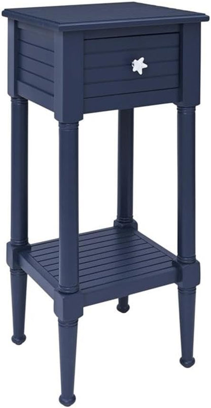 Linon Styers Wood Accent Starfish Coastal Side Table in Navy by Linon