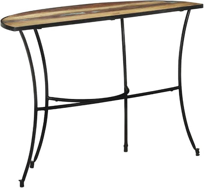 Solid Reclaimed Wood Side Table, Mixed Color Finish, 15.7x43.3x30.3 Inch Console - Image 5