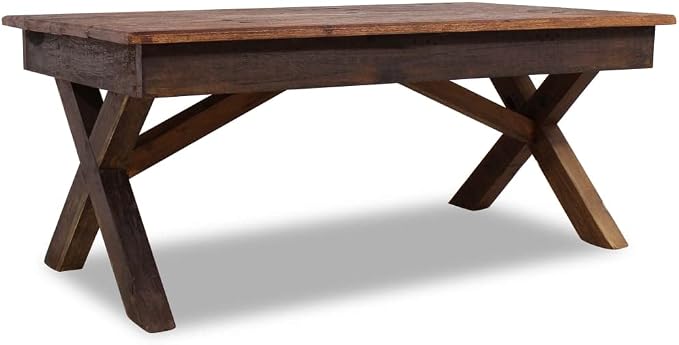 Rustic Farmhouse Handmade Coffee Table from Mixed Recycled Wood, 43.3L x 23.6W - Image 3