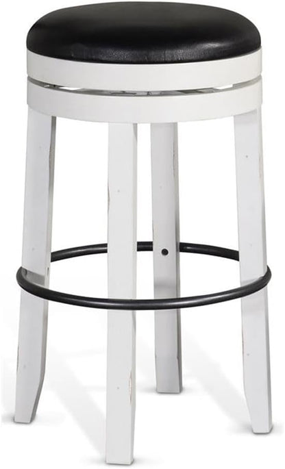 Pemberly Row Set of 3 Wood Bar Unit and 2 Backless Swivel Barstool - Image 4