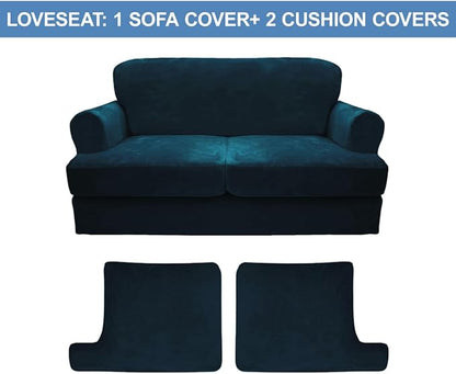 CUCRAF T Cushion Sofa Cover 3 Piece Loveseat Slipcovers, Soft Thick Velvet - Image 5