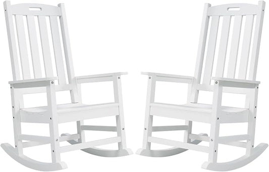 Psilvam Oversized Outdoor Rocking Chair Set of 2, HDPE Porch Rocker by PsilvamGardenFurniture