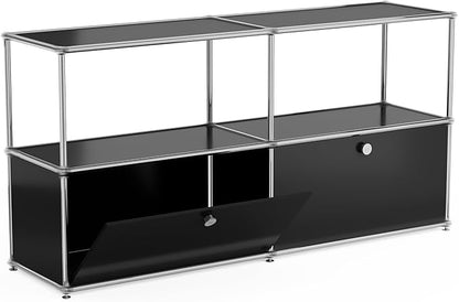 Modern Storage Cabinet Black F Versatile Free-Standing Organizer - Image 4