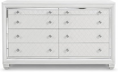 First of a Kind Shiney Contemporary 5 Piece King Bedroom Set High Gloss White - Image 5