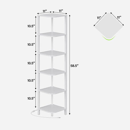 TUTOTAK Corner Shelf with LED Light, 6-Tier Corner Bookshelf - Image 2