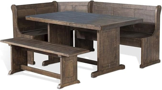 Pemberly Row 3-Piece Farmhouse Wood Breakfast Nook Set by PEMBERLYROW