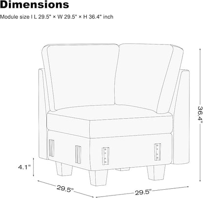 Belffin Chenille Corner Seat for Modular Couch. Sectional Sofa Module. Dark - Image 2