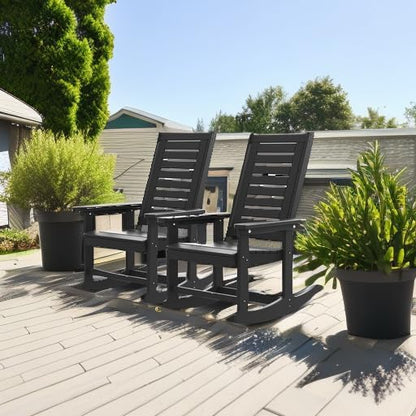 GREENVINES Outdoor Rocking Chairs | Set of 2 | Porch Rocker | HDPE Plastic | - Image 5