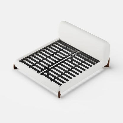 homary Curva Modern White Boucle King Size Platform Bed Set & Bedroom Bench - Image 9