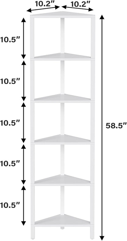 TUTOTAK 6-Tier Corner Bookshelf, Corner Shelf - Image 2