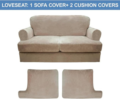 CUCRAF Cushion Sofa Cover 3 Piece Slipcovers, Soft Thick Velvet Couch Cover - Image 5