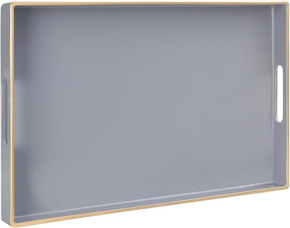 MAONAME Gray Serving Tray with Handles, Modern Grey Decorative Tray by MAONAME