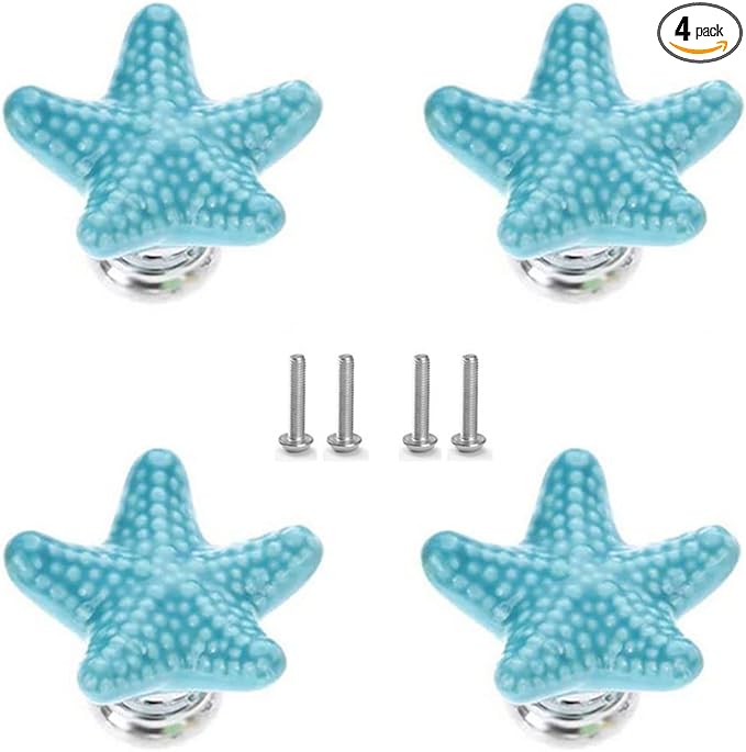 Starfish Drawer Knobs Coastal Kitchen Cabinet Knos Beach Themeb Knob Ceramic by Brosay