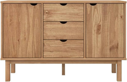 Scandinavian Sideboard Solid Pine Wood Engineered Wood Medium Large Brown 4 - Image 4
